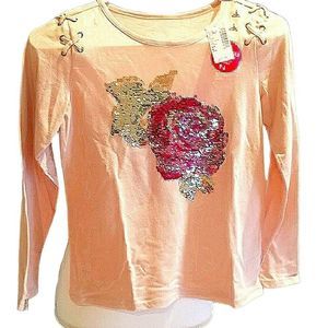 Children's Place Pink Flippy Sequins Long Sleeve Top - 1" Depth, 16" Height, 20"